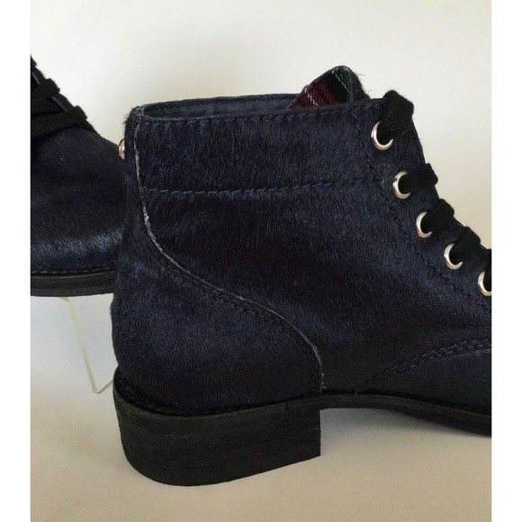 SAM EDELMAN Bleecker Ink Navy Calf Hair Lace Up Moto Ankle Boots (Size 6 M) - Picture 7 of 12